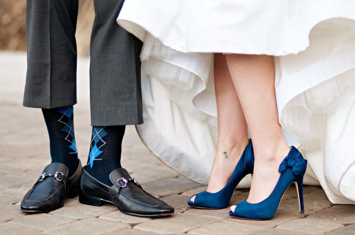Синие свадебные туфли
