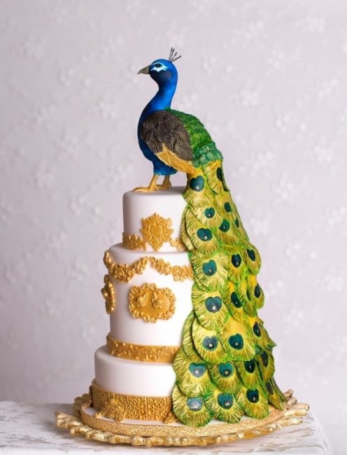 Свадебный торт на павлинью тематику